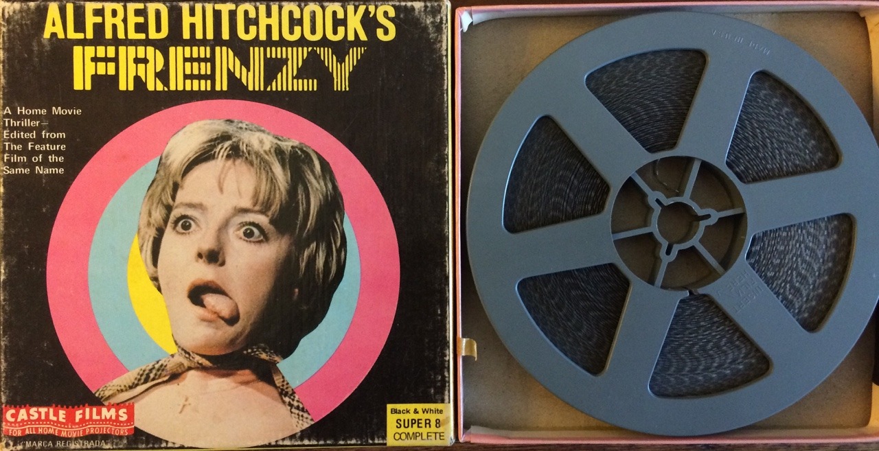Box art and reel for Castle Films complete condensed (200ft) version of Hitchcock's Frenzy